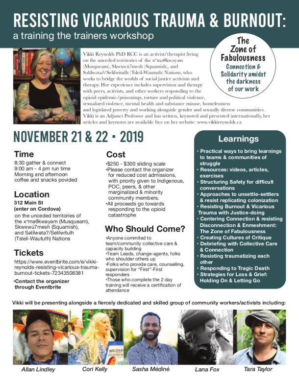 Resisting Vicarious Trauma and Burnout a train the triners workshop