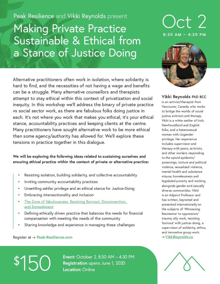 Making Private Practice Sustainable & Ethical from a Stance of Justice Doing